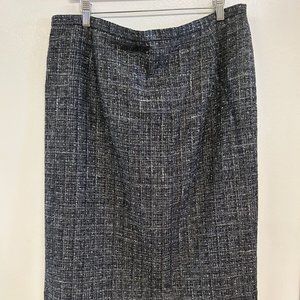 Lafayette 148 Black White Plaid Wool Blend Knit Pencil Back Split Skirt Size 18